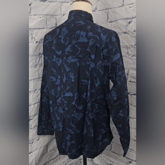 Ted Baker Men's Button Down Shirt Floral Flowers Africa Kenya Blue Size Large - Picture 7 of 12
